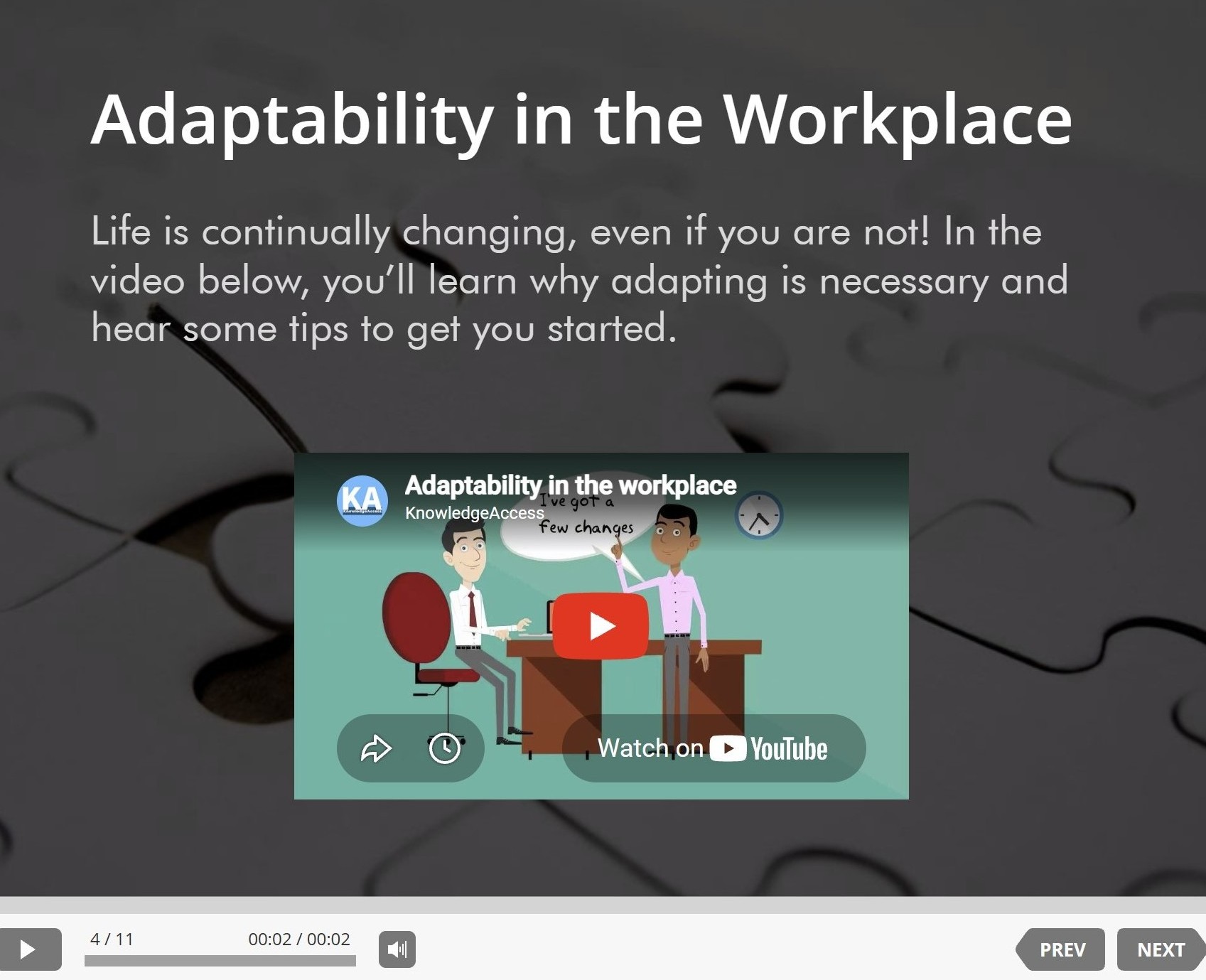 Adaptability in the Workplace iSpring activity screenshot